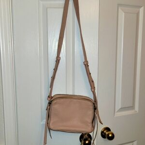 AllSaints Captain Lea Pink Pebble Leather Crossbody Bag